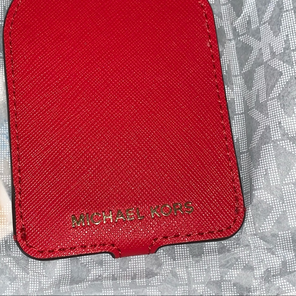 NEW Michael Kors Jet Set Saffiano Leather Tag Red - Picture 6 of 13